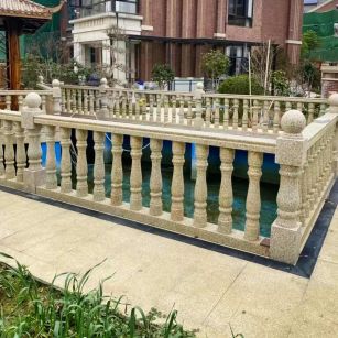 深圳黄金麻花岗岩石材栏杆，扶手，将军柱，花瓶柱