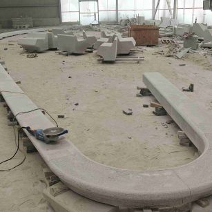 深圳 芝麻白花岗岩弧形花坛石，坐凳石