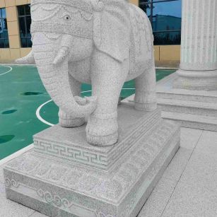 深圳 白麻花岗岩动物异形石雕-大象