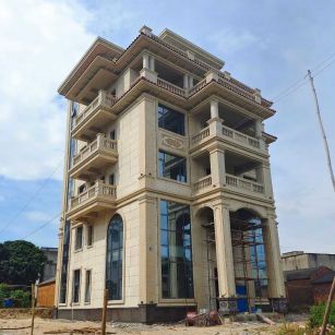 深圳 黄金麻花岗岩石材别墅外墙干挂搭配（雕花栏杆花瓶柱门楼罗马柱）