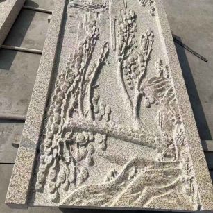 深圳 黄金麻雕刻板浮雕迎客松