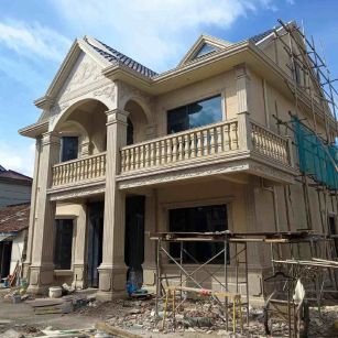 深圳 黄金麻花岗岩石材私人别墅雕花门楼柱阳台栏杆