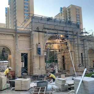 深圳 黄金麻荔枝面花岗岩小区门楼外墙干挂