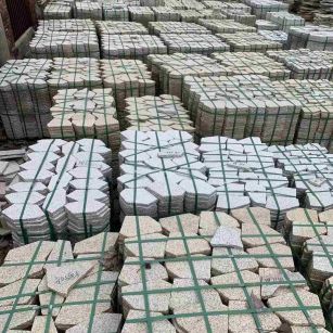 深圳 黄金麻白麻花岗岩荔枝面地铺石(冰裂纹)