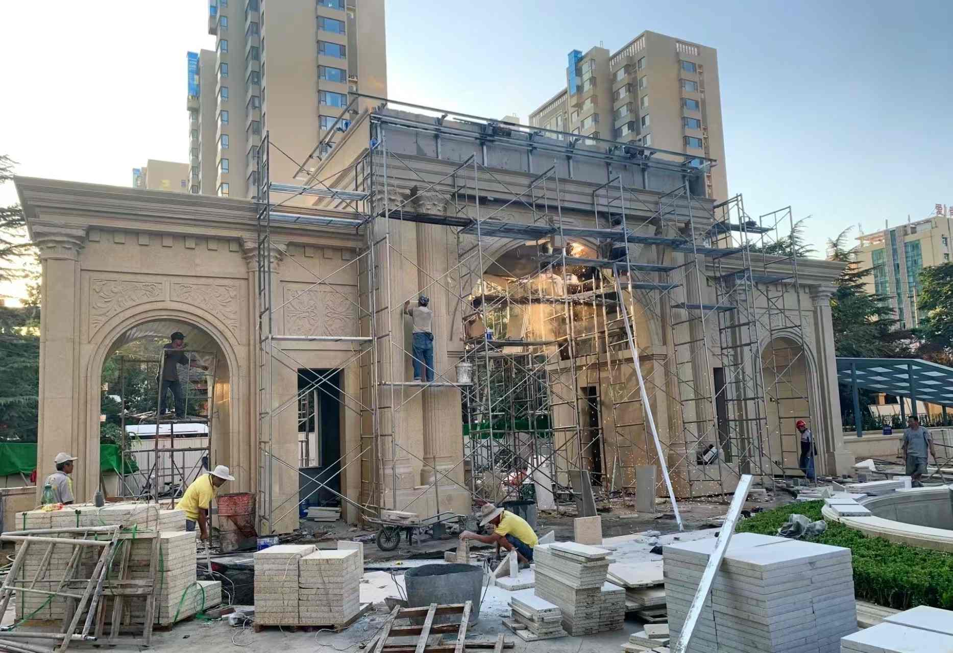 深圳 黄金麻荔枝面花岗岩小区门楼外墙干挂